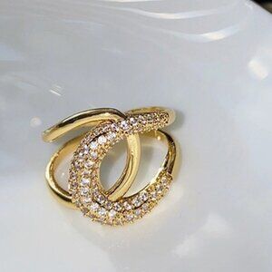 Twist Design Rhinestone Decorative Ring